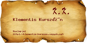Klementis Kurszán névjegykártya